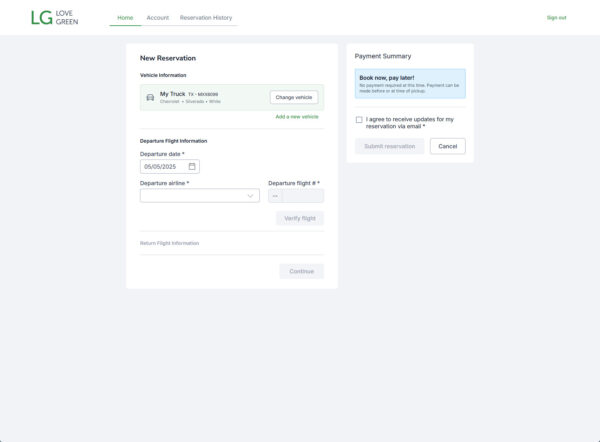 Reservation Screen 1