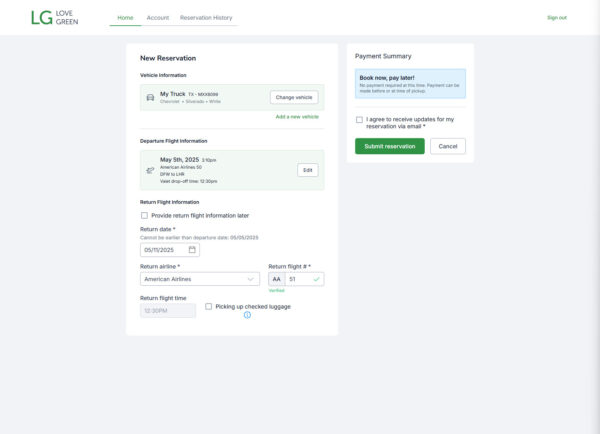 Reservation Screen 2